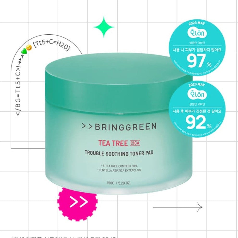 BRING GREEN Tea Tree Cica Trouble Soothing Toner Pad 90 sheets