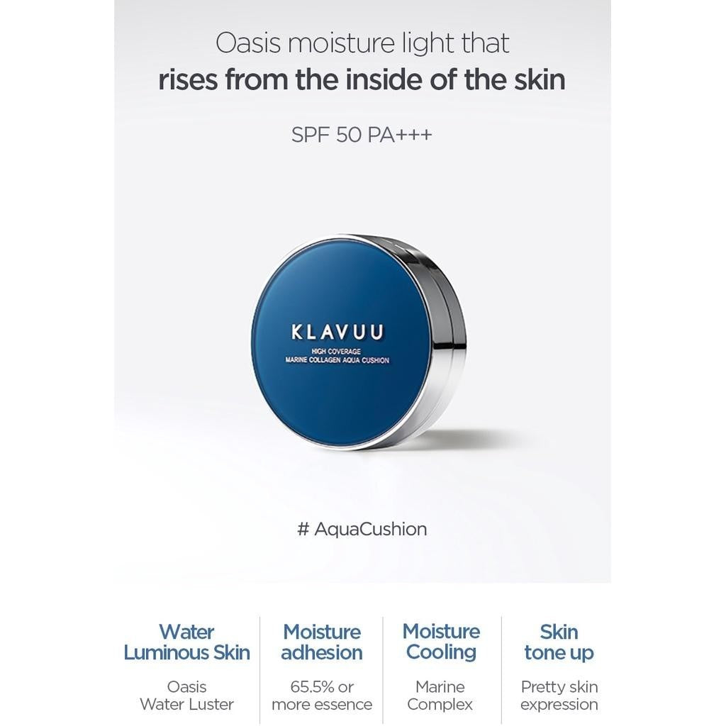 KLAVUU Blue Pearlsation High Coverage Marine Collagen Aqua Cushion 12g