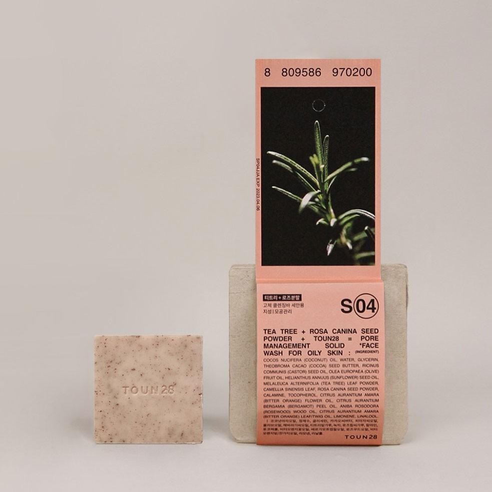 TOUN28 Solid Face Cleanser S4 Tea-tree + Rose powder 100g