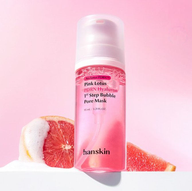 Hanskin Pink Lotus PDRN Hyaluron 1st Step Bubble Pore Mask 95ml