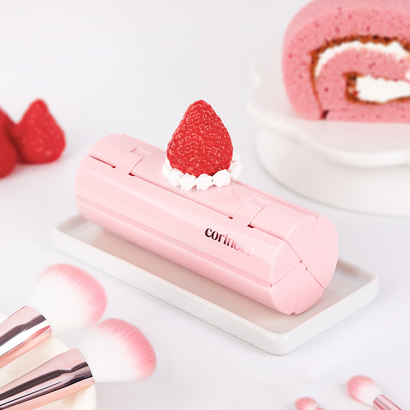 Coringco Pink Roll Makeup Brush Set 6pcs