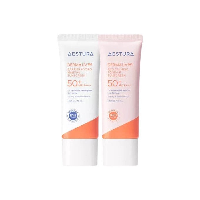 Aestura Derma UV 365 Barrier Hydro Mineral Sunscreen/Red Calming Tonn Up Sunscreen 40ml