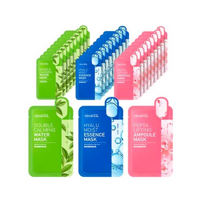 Mediheal Mask 20ml 3 Types - Double Calming Water / Hyaluronic Moist Essence / Pepta Lifting Ampoule