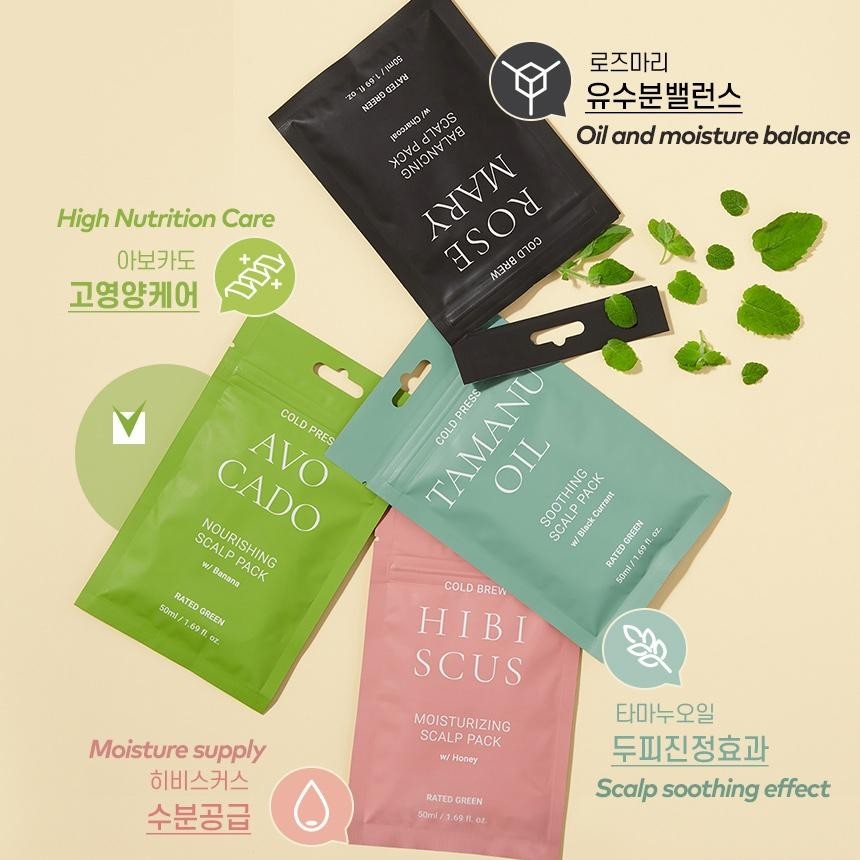 RATED GREEN Scalp Hair Pack 50ml / Ecocert Hibiscus, Rosemary, Avocado, Tamanu Oil