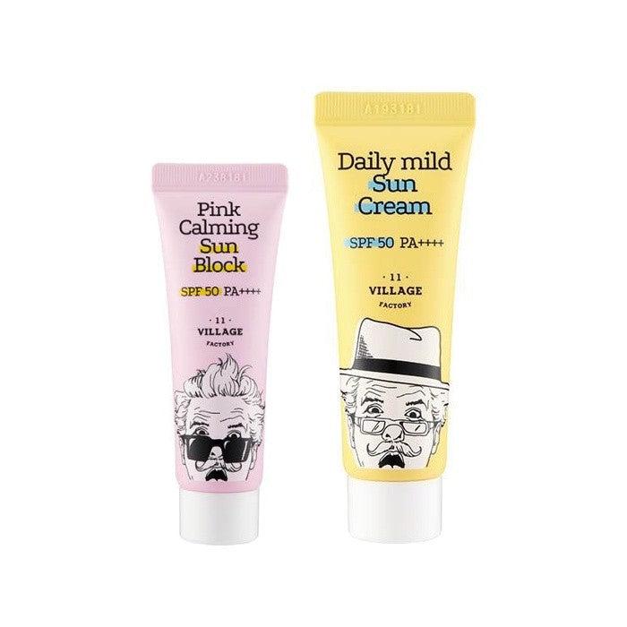 Village 11 Factory Pink Calming Sun Block 50ml/Daily Mild Sun Cream 50ml