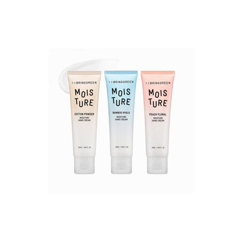 BRING GREEN Moisture Hand Cream 50ml (Peach Floral/Cotton Powder/Bamboo Hyalu)