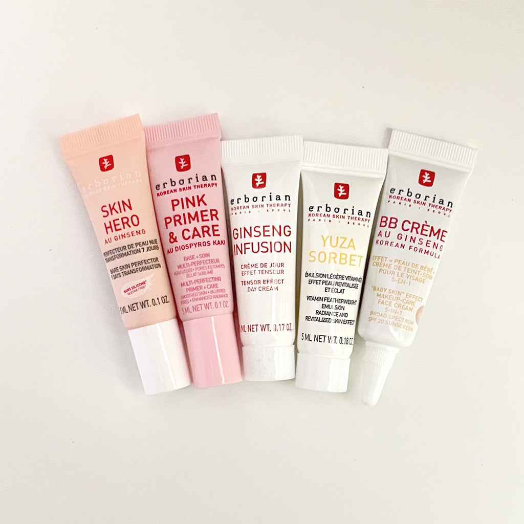 Erborian Mini Size Cream 5ml - Skin Hero / Pink Primer / Ginseng Infusion / Yuzu Sorbet / BB Cream Claire