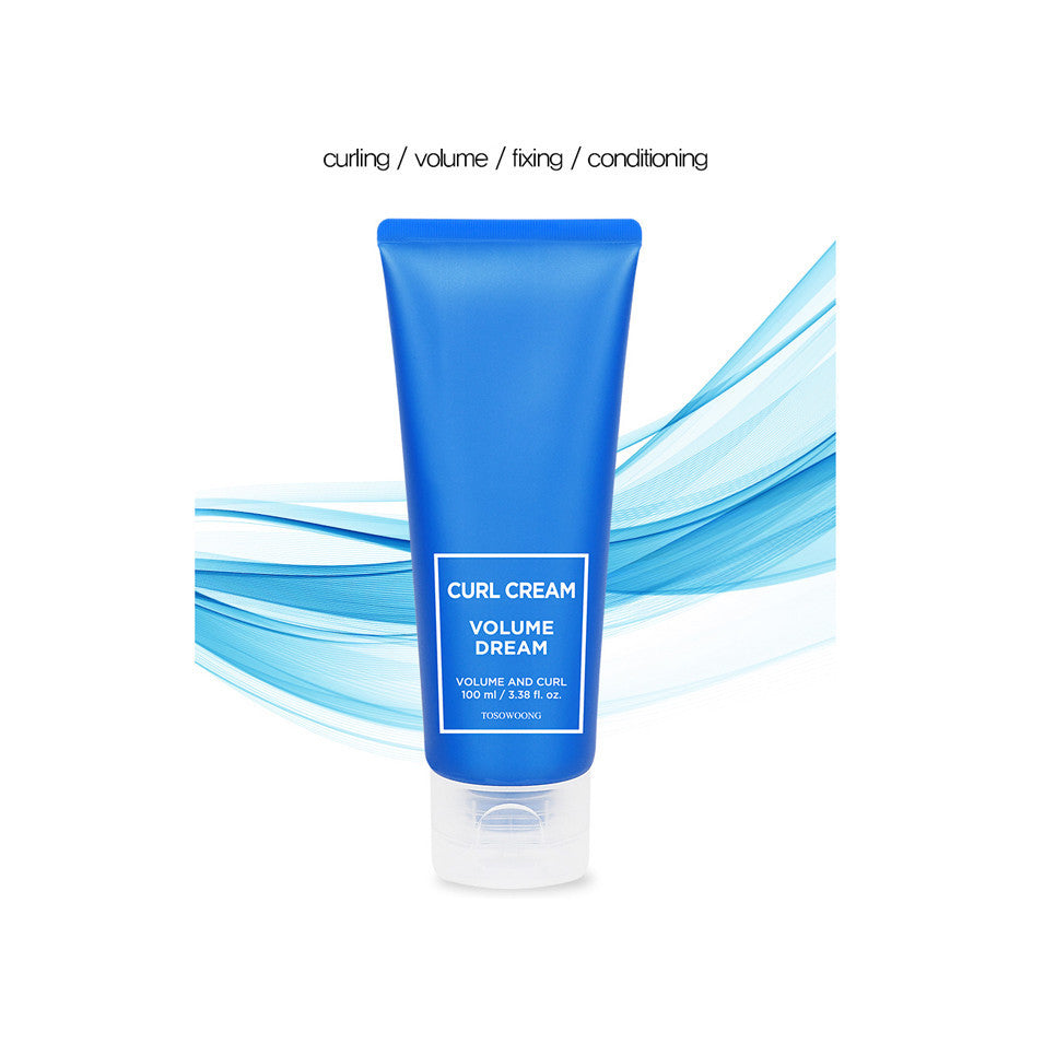 Tosowoong Volume Dream Curl Cream 100ml  Perfect curl UP for damaged, limp hair! Volume UP!  How to use 1. Put an appropriate amount on your palm, towel-dry, and apply a thin layer