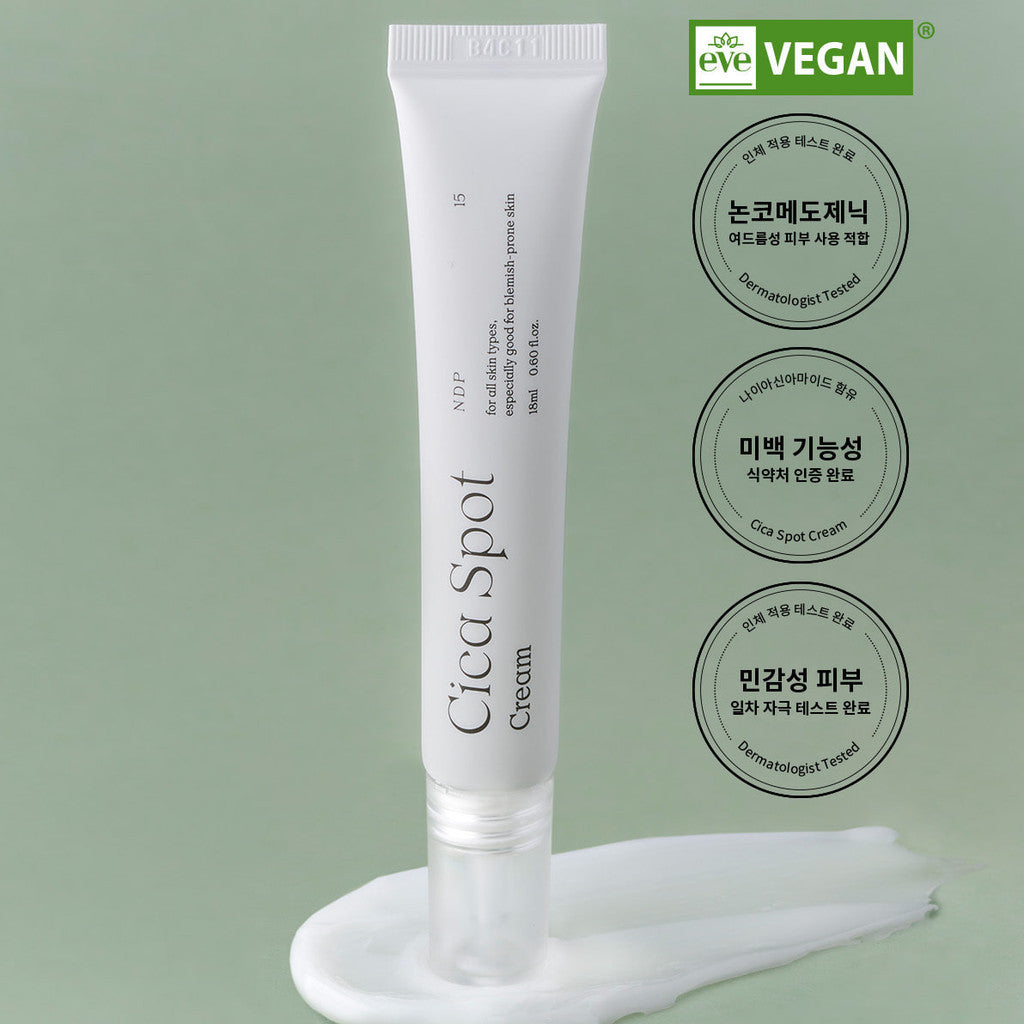 Natural Derma Project Cica Spot Cream 18ml  Trouble Eraser Spot Cream that rapidly soothes troubles with 4 types of cica ingredients  - Maximized soothing effect with overwhelming